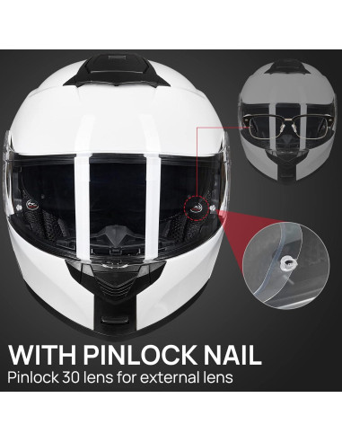 ILM Casco Modular Motocicleta Modelo 159 Blanco Mediano