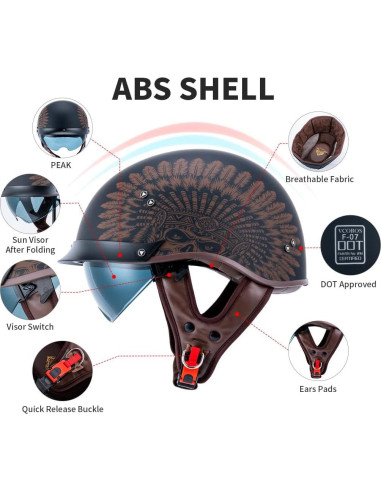 Casco de motocicleta VCOROS F-07 XXL con visera solar