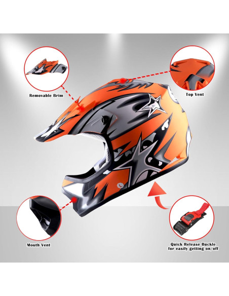 Casco Motocross Power Gear HBOY-K Naranja Mate 51-52 cm Casco Motocross Power Gear HBOY-K Naranja Mate 51-52 cm