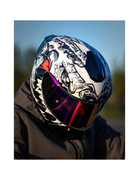 Casco de motocicleta ILM Z501 cara completa Lizard White XL Casco de motocicleta ILM Z501 cara completa Lizard White XL