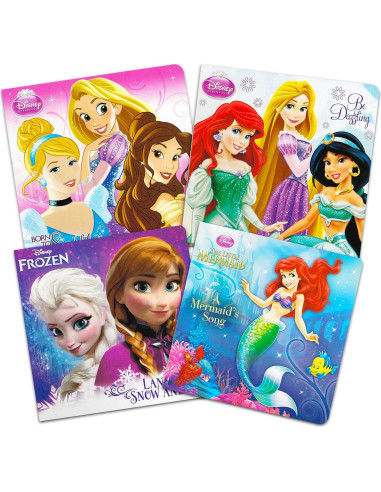 Conjunto de 12 Libros de Cartón Disney Frozen y Princesas