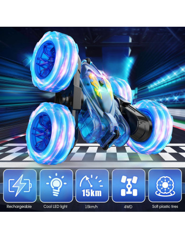 Coche RC Acrobático RacingFun K-02 Azul 4WD Carga USB-C