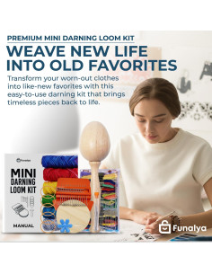 Kit de Telar Mini Funalya con 14 Ganchos y 50 Hilos Coloridos 2
