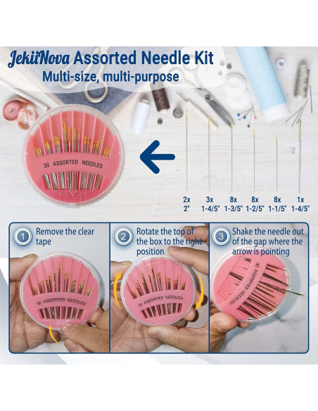 Kit de Agujas de Coser a Mano JekiiNova 30 Piezas Ojo Grande Kit de Agujas de Coser a Mano JekiiNova 30 Piezas Ojo Grande
