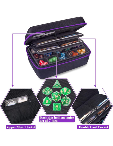 Caja de Almacenamiento de Dados SIQUK Violeta Doble Bandeja Caja de Almacenamiento de Dados SIQUK Violeta Doble Bandeja
