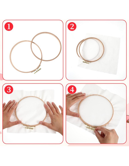 Paquete de 2 Aros de Bordado de Madera de Haya 16.5cm y 19cm Paquete de 2 Aros de Bordado de Madera de Haya 16.5cm y 19cm