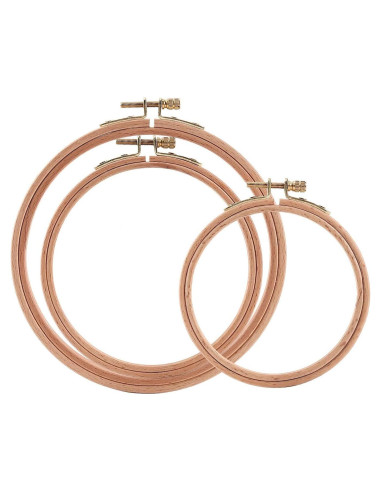 Juego de 3 Aros de Bordado de Madera de Haya Sherbo 10-15 cm