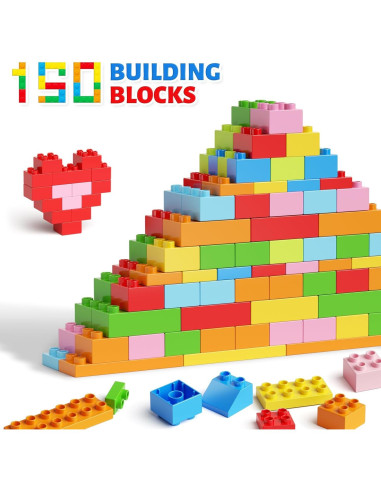 Bloques de Construcción Jumbo Burgkidz 150 Piezas con Caja