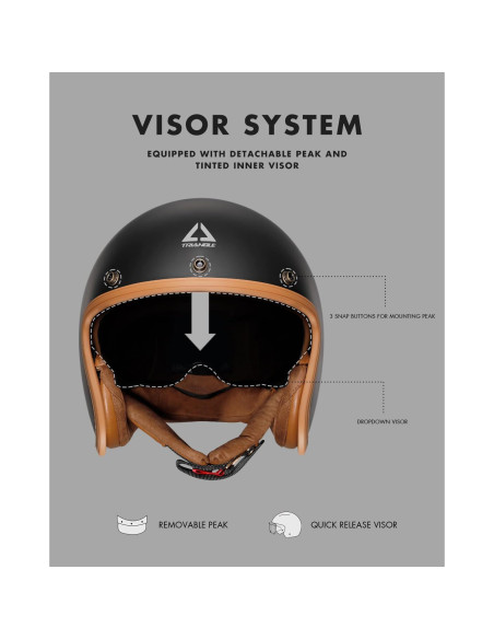 Casco de Moto TRIANGLE B206 Retro Abierto Negro Mate L Casco de Moto TRIANGLE B206 Retro Abierto Negro Mate L