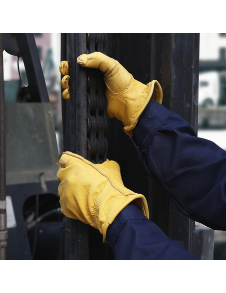 Guantes de Trabajo OZERO de Cuero - 3 Pares Medianos Guantes de Trabajo OZERO de Cuero - 3 Pares Medianos