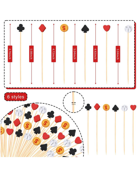 Palillos de cóctel Casino 100 unidades Dados de Póker Palillos de cóctel Casino 100 unidades Dados de Póker