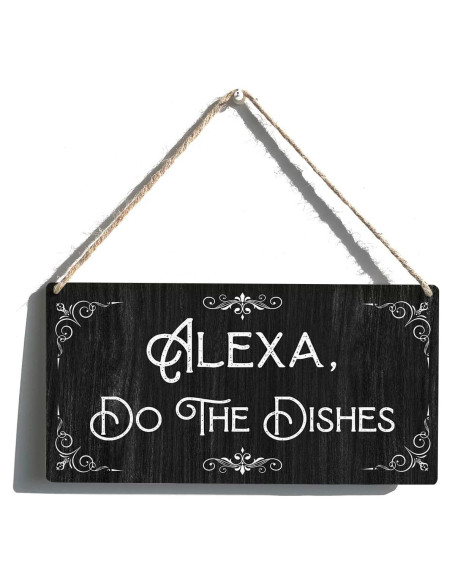 Cartel de Madera Qious Alexa Lava los Platos 30x15 cm Cartel de Madera Qious Alexa Lava los Platos 30x15 cm