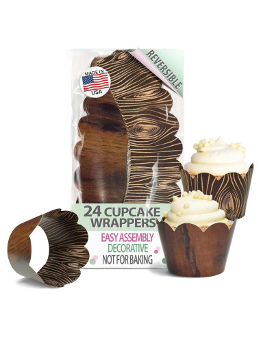 Fundas para Cupcake Confetti Couture - Grano de Madera 24 Pzas
