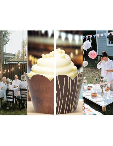 Fundas para Cupcake Confetti Couture - Grano de Madera 24 Pzas