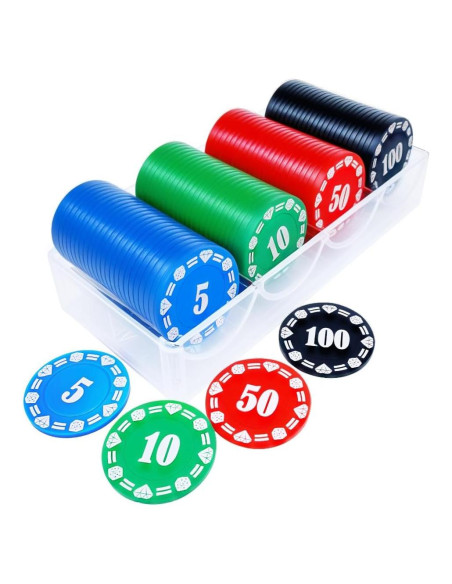 Juego de Fichas de Póker Lynkaye 100 Pcs Plástico con Caja Juego de Fichas de Póker Lynkaye 100 Pcs Plástico con Caja