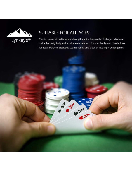 Juego de Fichas de Póker Lynkaye 100 Pcs Plástico con Caja Juego de Fichas de Póker Lynkaye 100 Pcs Plástico con Caja