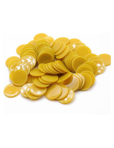 Juego de 100 Fichas de Plástico Mostaza 25 mm para Aprendizaje