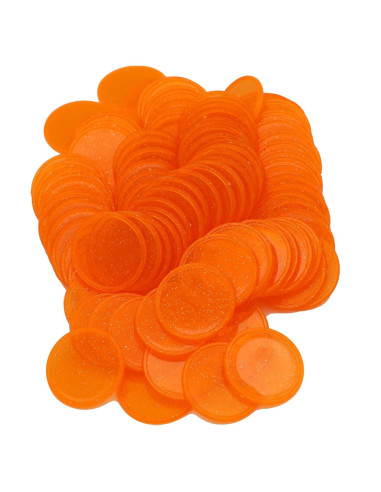 Juego de 100 Fichas de Plástico Naranja Estrellado 25mm