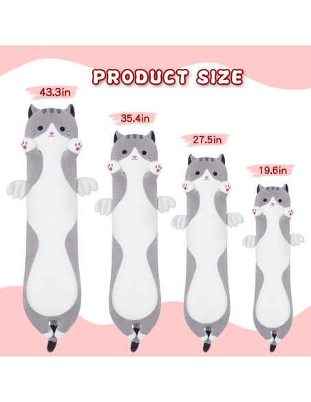 Almohada de Gato de Peluche Zhengzhou 70cm Gris Suave Almohada de Gato de Peluche Zhengzhou 70cm Gris Suave