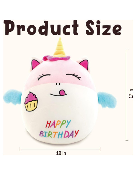 Almohada de Peluche Unicornio AmyToo 40x35 cm Cumpleaños Almohada de Peluche Unicornio AmyToo 40x35 cm Cumpleaños