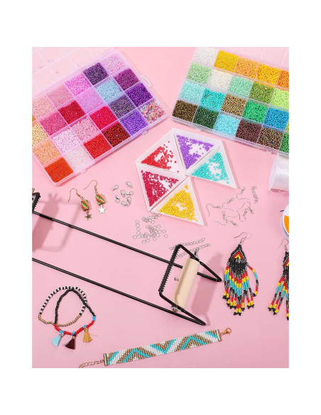 Kit de telar de cuentas Jexine 24000 piezas 48 colores 2mm Kit de telar de cuentas Jexine 24000 piezas 48 colores 2mm