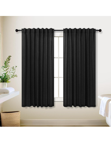 Cortinas Sheer KOUFALL 52x54 cm Lino y Poliéster Negro