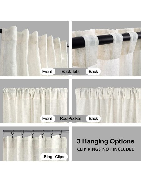 Cortinas Sheer KOUFALL 2 Paneles 20% Lino 80% Poliester 108 cm Cortinas Sheer KOUFALL 2 Paneles 20% Lino 80% Poliester 108 cm