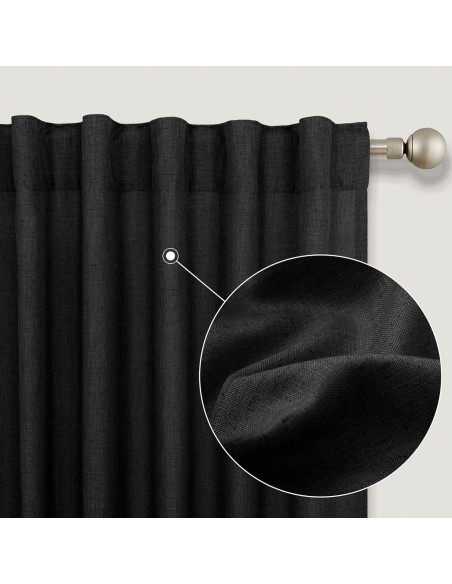 Cortinas Sheer KOUFALL 52x54 cm Lino y Poliéster Negro Cortinas Sheer KOUFALL 52x54 cm Lino y Poliéster Negro