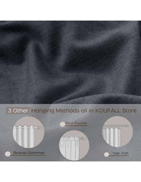 Cortinas Sheer KOUFALL 52x229 cm Lino Gris Oscuro 2 Piezas Cortinas Sheer KOUFALL 52x229 cm Lino Gris Oscuro 2 Piezas