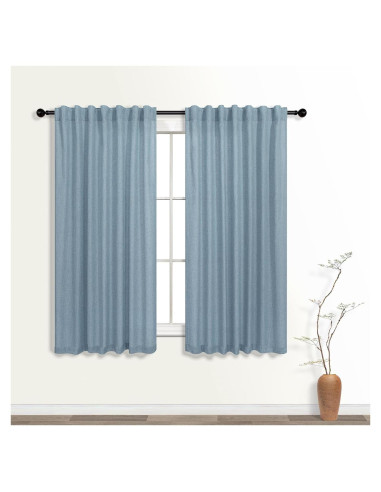 Cortinas KOUFALL 2 Paneles Lino 114 cm Azul Piedra