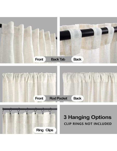 Cortinas KOUFALL 2 Paneles Lino 52x114 cm Transparente Cortinas KOUFALL 2 Paneles Lino 52x114 cm Transparente