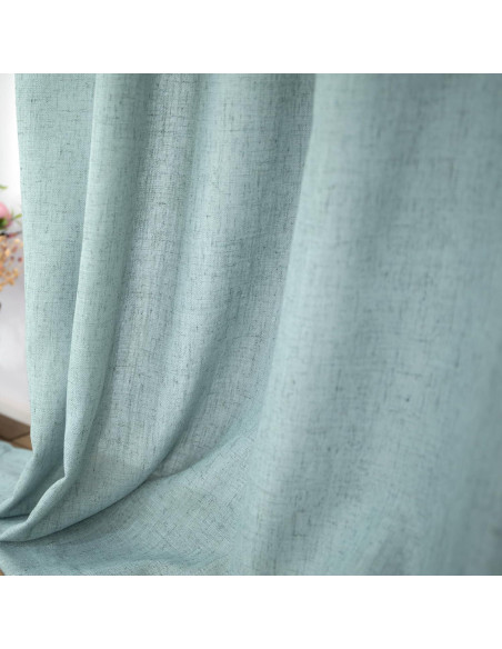 Cortinas KOUFALL 2 Paneles Lino Verde Marino 52x213 cm Cortinas KOUFALL 2 Paneles Lino Verde Marino 52x213 cm