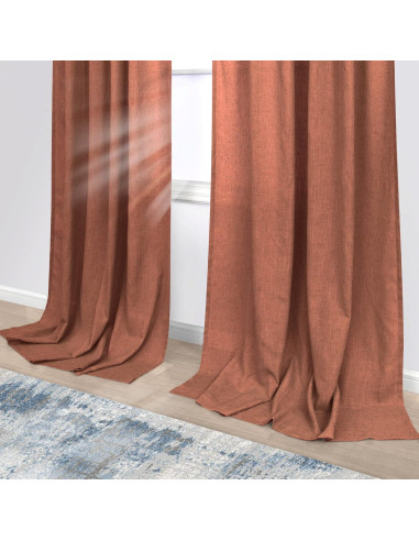 Cortinas KOUFALL 52x160 cm Terracota Lino Transparente 2 Piezas
