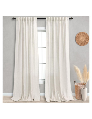 Cortinas de Lino KOUFALL 52x3.05m Juego de 2 Paneles
