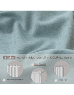 Cortinas Sheer KOUFALL Verde Mar 52x137 cm con Bolsillo 2