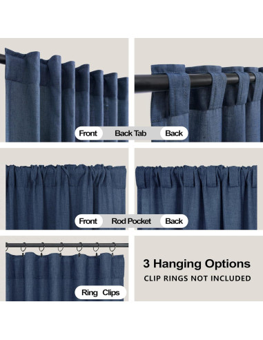 Cortinas Sheer KOUFALL Azul Marino 132x254 cm Pack 2