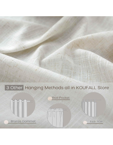 Cortinas KOUFALL 2 Paneles Lino 1.54m x 1.32m Semi Transparentes