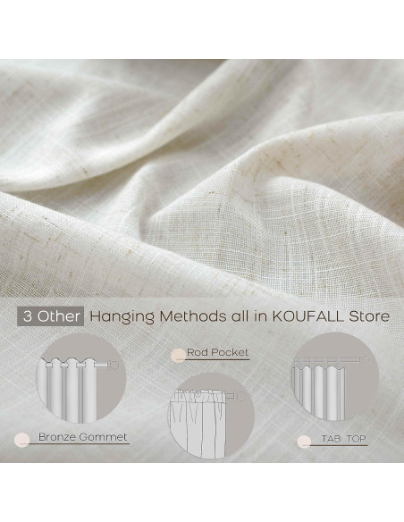 Cortinas KOUFALL 2 Paneles Lino 1.54m x 1.32m Semi Transparentes Cortinas KOUFALL 2 Paneles Lino 1.54m x 1.32m Semi Transparentes
