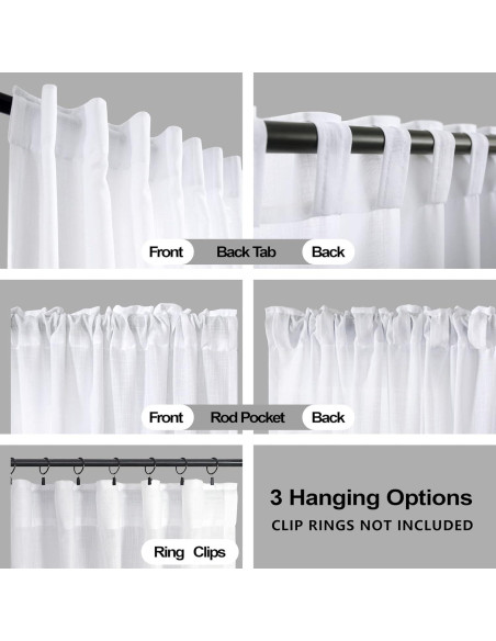 Cortinas KOUFALL 52x234 cm Lino Blanco Semi Transparente Cortinas KOUFALL 52x234 cm Lino Blanco Semi Transparente