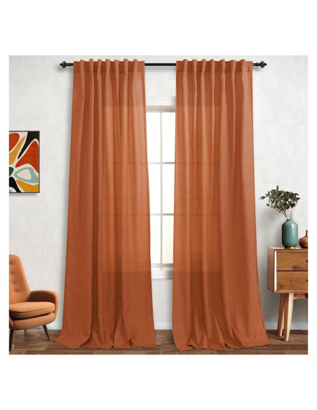 Cortinas Sheer KOUFALL Naranja Quemado 132x274 cm Pack 2 Cortinas Sheer KOUFALL Naranja Quemado 132x274 cm Pack 2
