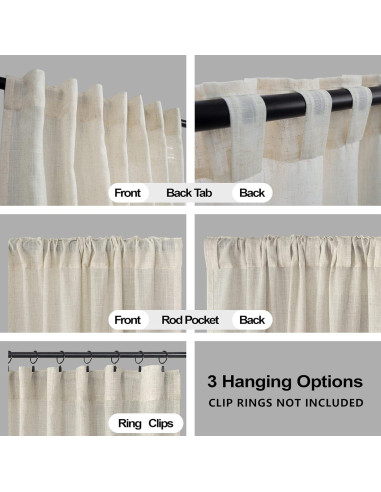 Cortinas Sheer KOUFALL Beige 60x274 cm Pack de 2