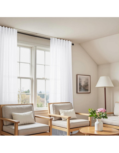 Cortinas Lino KOUFALL 107x244 cm 2 Paneles Semi Transparentes