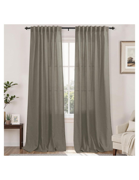 Cortinas KOUFALL 2 Paneles 132x274 cm Lino Taupe Cortinas KOUFALL 2 Paneles 132x274 cm Lino Taupe