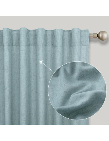 Cortinas KOUFALL 2 Piezas Lino Verde Mar 1.01 kg 180x183 cm