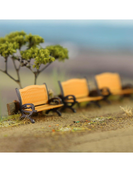 Bancos de Parque Evemodel 12pcs Escala HO Naranja y Negro Bancos de Parque Evemodel 12pcs Escala HO Naranja y Negro