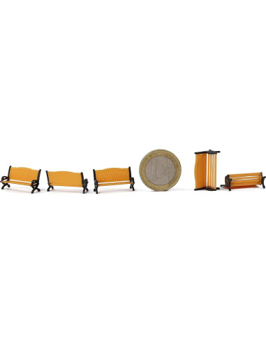 Bancos de Parque Evemodel 12pcs Escala HO Naranja y Negro