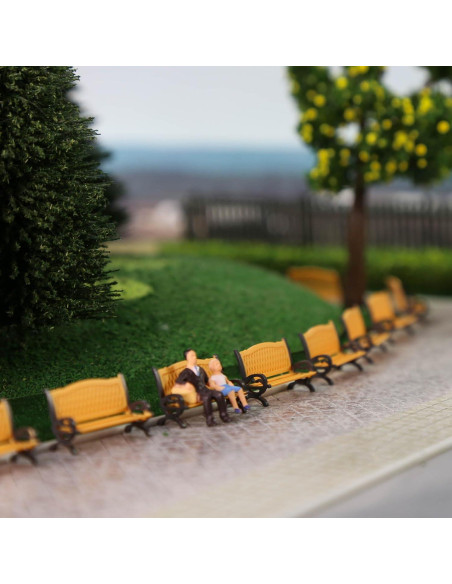 Bancos de Parque Evemodel 12pcs Escala HO Naranja y Negro Bancos de Parque Evemodel 12pcs Escala HO Naranja y Negro