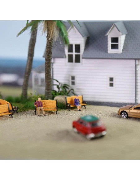 Bancos de Parque Evemodel 12pcs Escala HO Naranja y Negro Bancos de Parque Evemodel 12pcs Escala HO Naranja y Negro