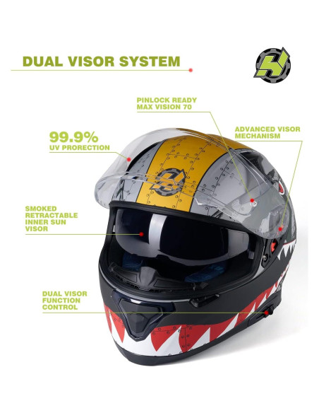 Casco HAX Impulse L de cara completa con Pinlock y UV Casco HAX Impulse L de cara completa con Pinlock y UV