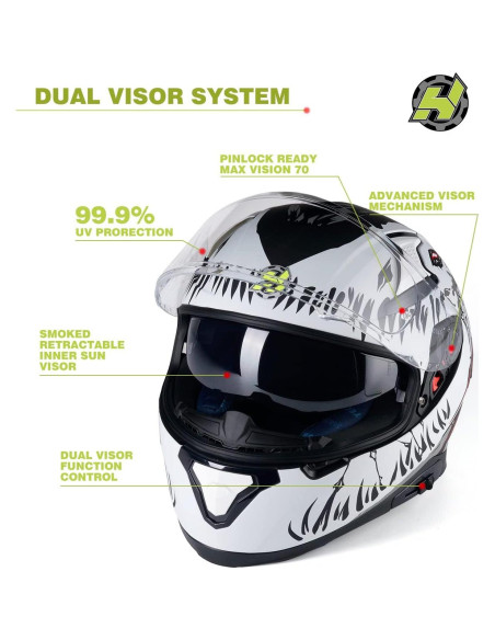 Casco HAX Impulse Blanco L con visor anti-vaho y DOT Casco HAX Impulse Blanco L con visor anti-vaho y DOT